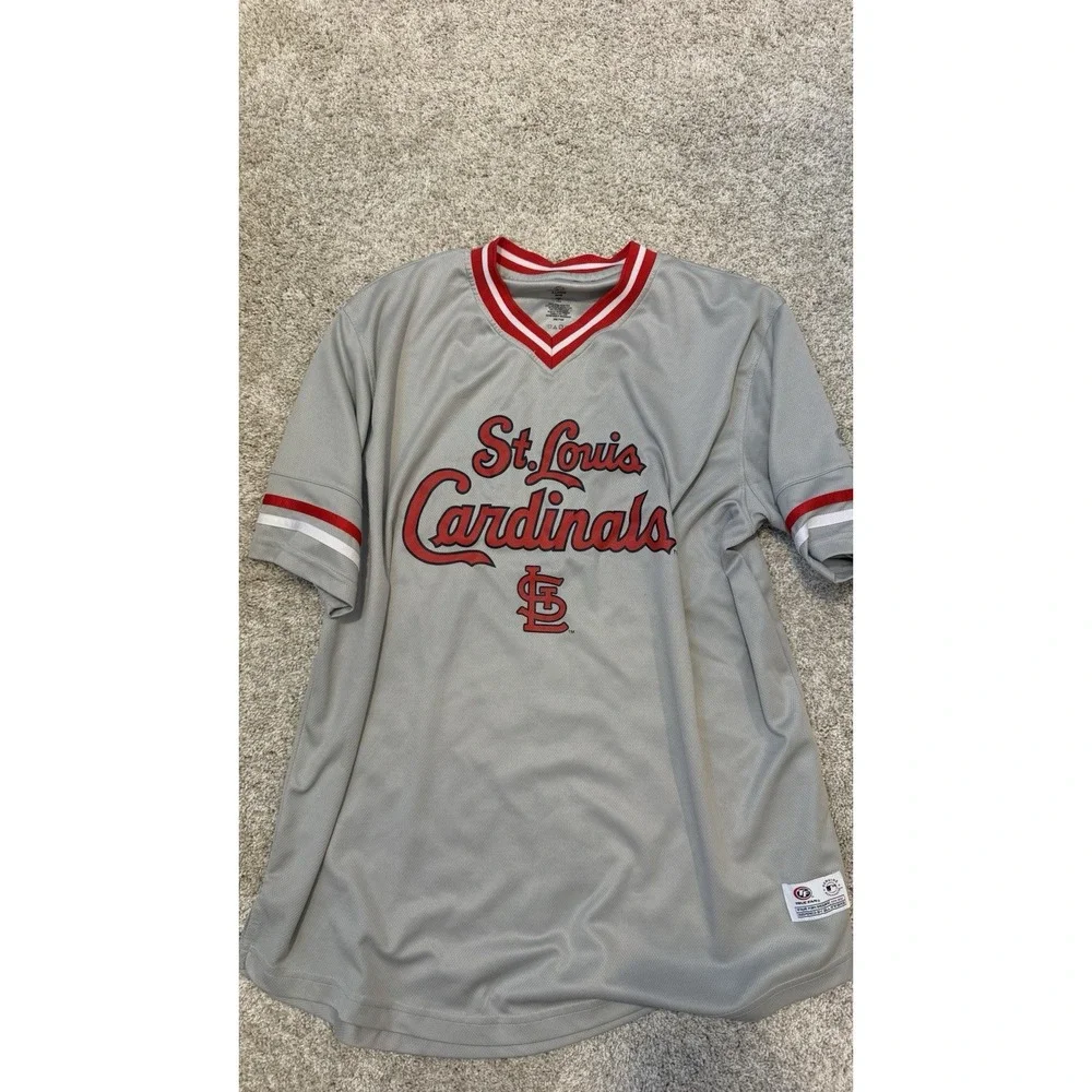 Saint Louis Cardinals True Fan Mens XL Gray Baseball Jersey Shirt